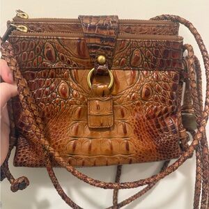 Brahmin Tan Crocodile Embossed Crossbody Bag